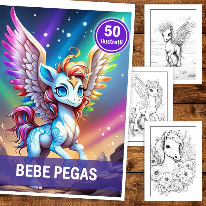 Carte de colorat, 50 de ilustratii, Bebe Pegas, 106 pagini [2]