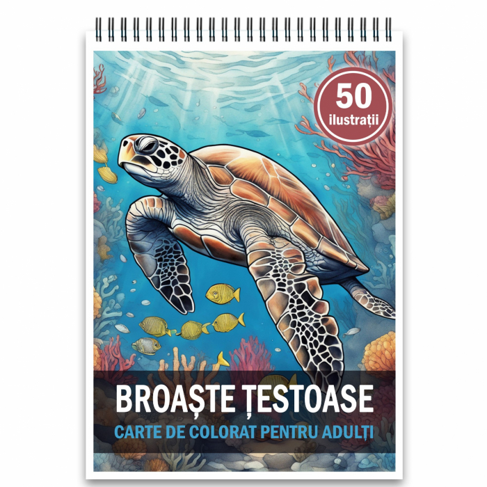 Carte de colorat, 50 de ilustratii, Broaste Testoase, 106 pagini [1]