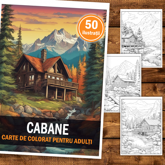 Carte de colorat, 50 de ilustratii, Cabane, 106 pagini [2]