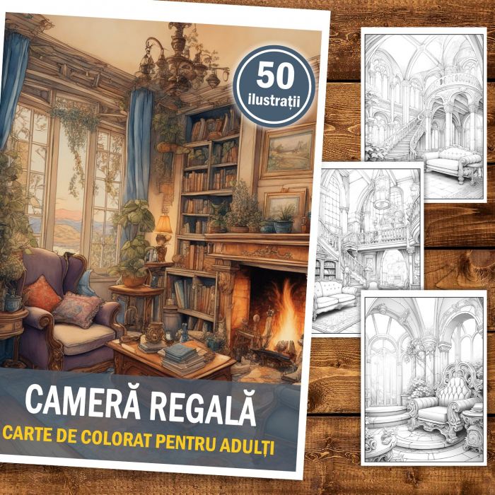 Carte de colorat, 50 de ilustratii, Camera Regala, 106 pagini [2]