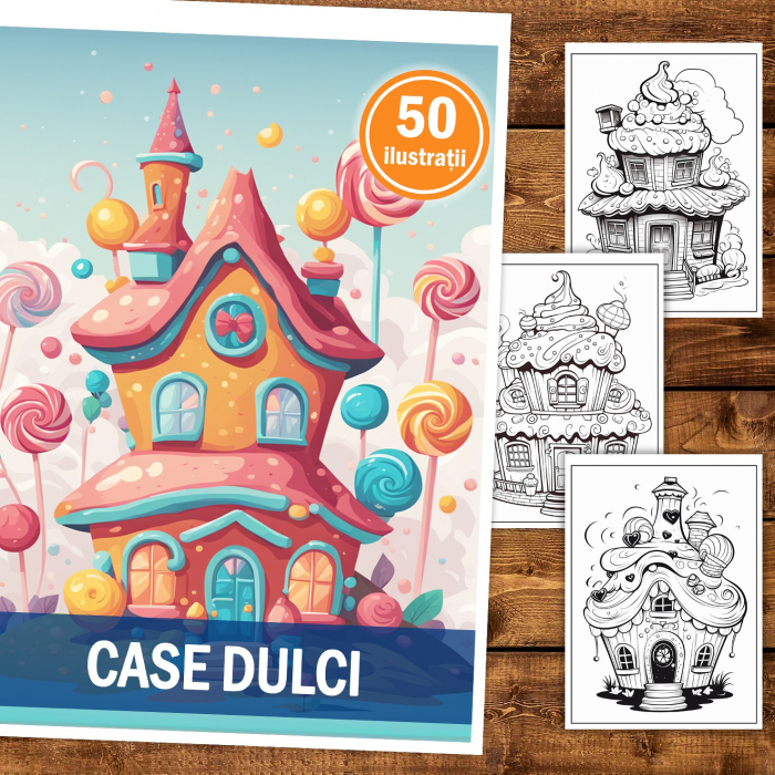 Carte de colorat, 50 de ilustratii, Case Dulci, 106 pagini [2]