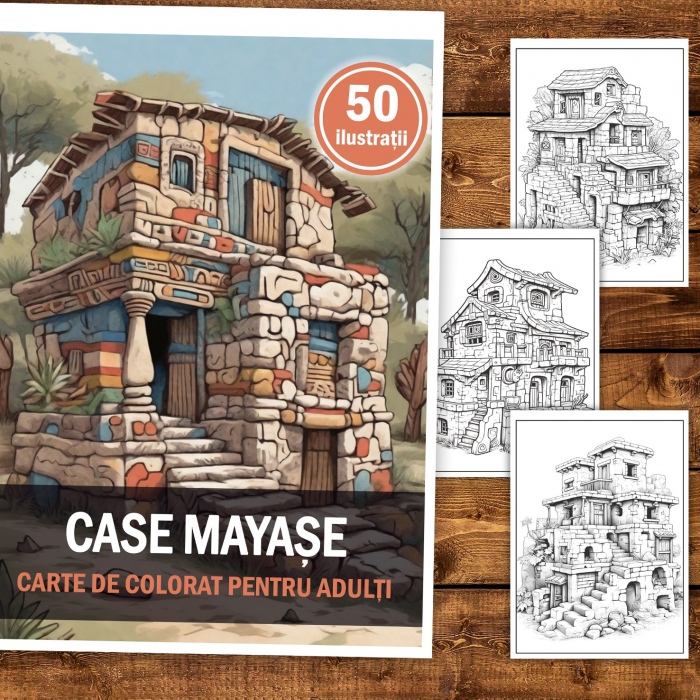 Carte de colorat, 50 de ilustratii, Case Mayase, 106 pagini [2]