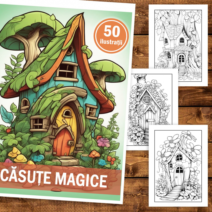 Carte de colorat, 50 de ilustratii, Casute Magice, 106 pagini [2]