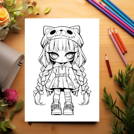 Carte de colorat, 50 de ilustratii, Chibi Horror Girls, 106 pagini [3]