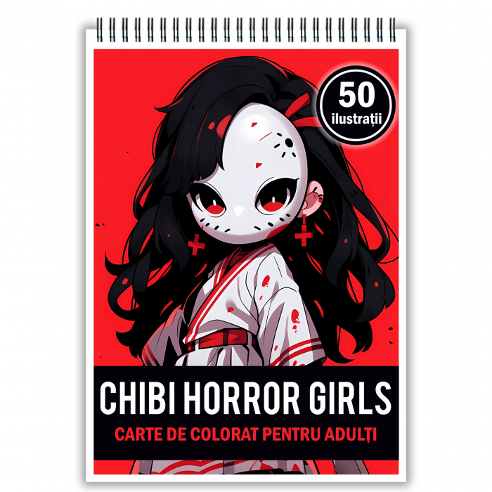 Carte de colorat, 50 de ilustratii, Chibi Horror Girls, 106 pagini [1]