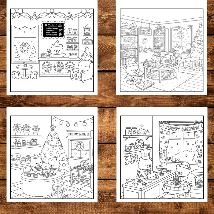 Carte de colorat, 50 de ilustratii Comfy Christmas - Volumul I, 106 pagini [3]