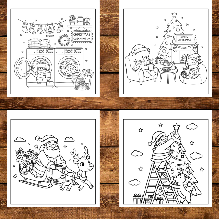 Carte de colorat, 50 de ilustratii Comfy Christmas - Volumul I, 106 pagini [4]