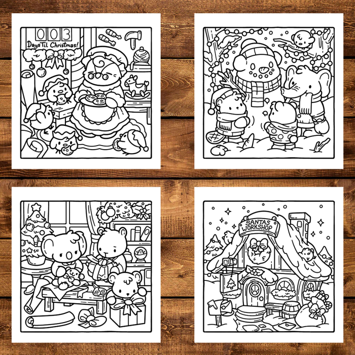 Carte de colorat, 50 de ilustratii Comfy Christmas - Volumul III, 106 pagini [3]