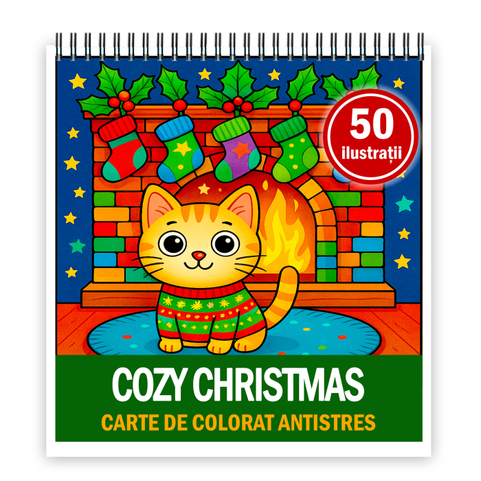 Carte de colorat, 50 de ilustratii Cozy Christmas, 106 pagini [1]
