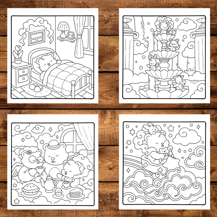 Carte de colorat, 50 de ilustratii Cozy Skies, 106 pagini [3]