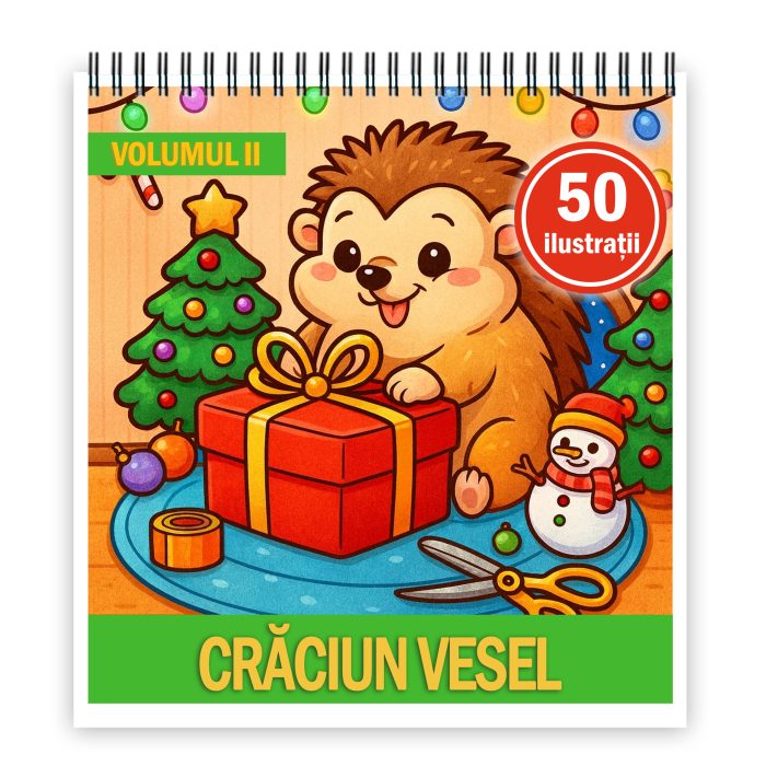 Carte de colorat, 50 de ilustratii Craciun Vesel - Volumul II, 106 pagini [1]