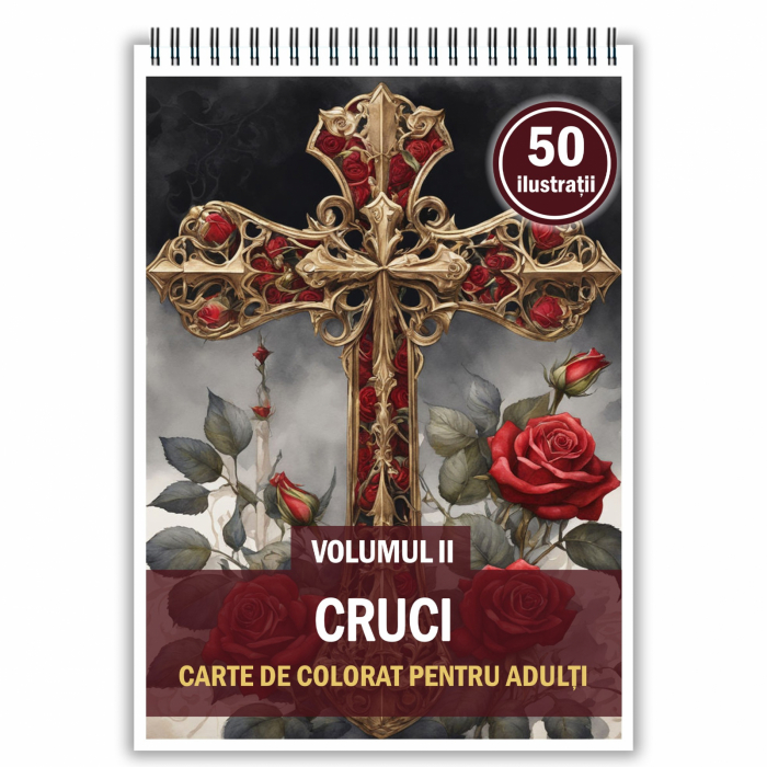 Carte de colorat, 50 de ilustratii, Cruci - Volumul II, 106 pagini [1]