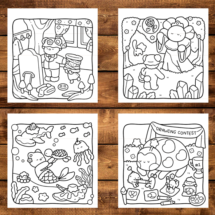 Carte de colorat, 50 de ilustratii Dreamy Friends, 106 pagini [4]