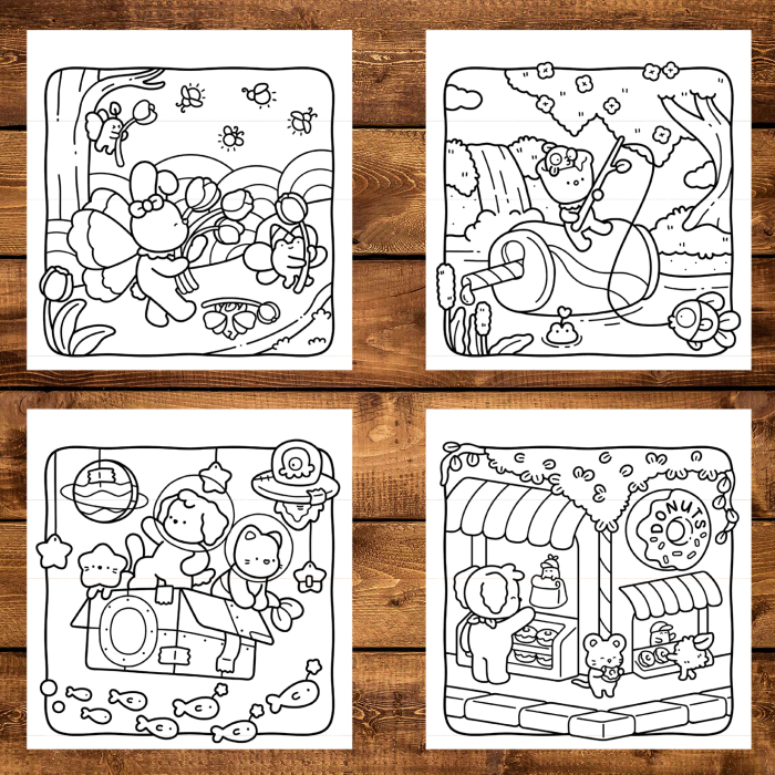 Carte de colorat, 50 de ilustratii Dreamy Friends, 106 pagini [3]