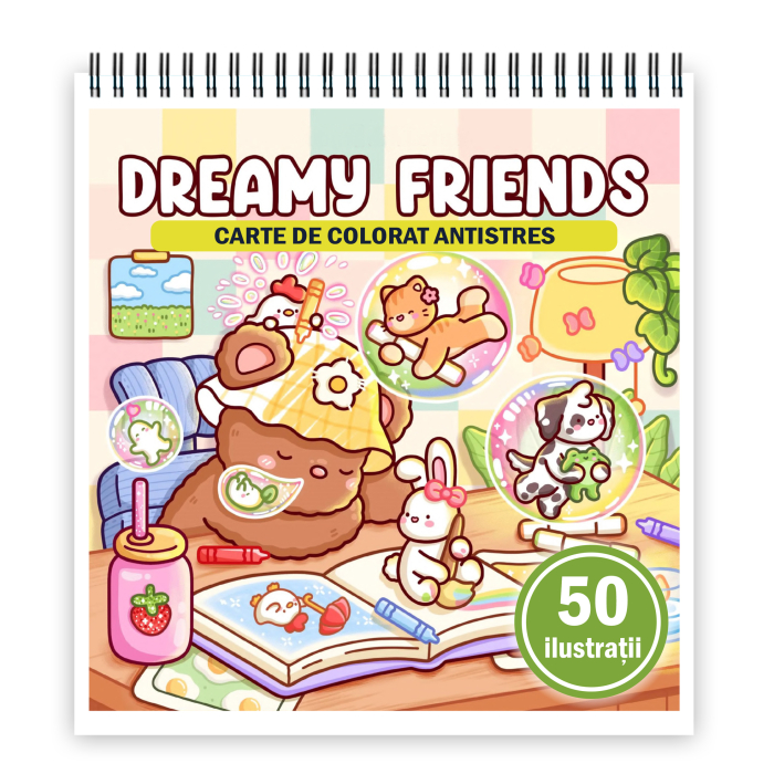 Carte de colorat, 50 de ilustratii Dreamy Friends, 106 pagini [1]