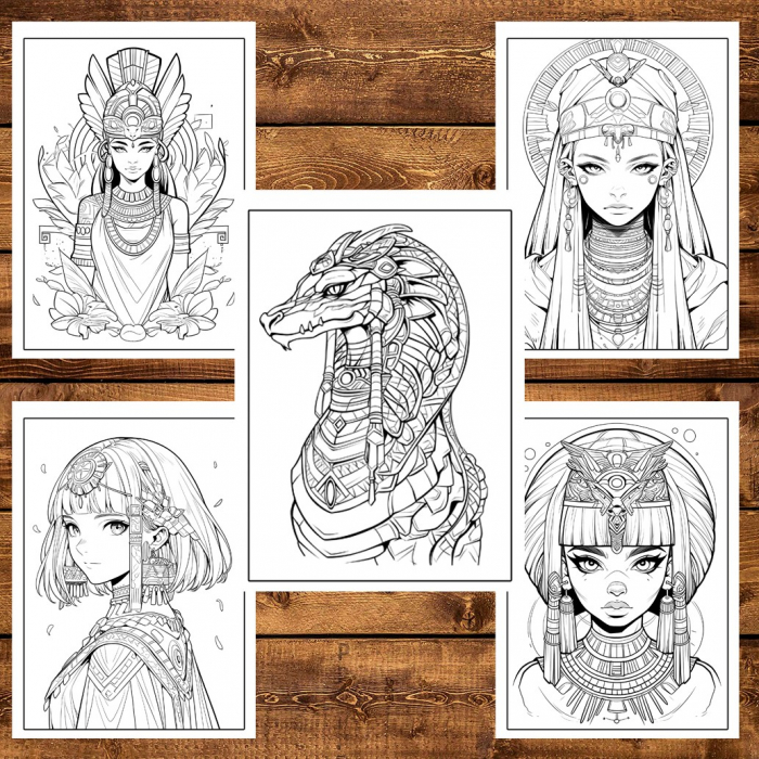 Carte de colorat, 50 de ilustratii, Egyptian Gods, 106 pagini [5]