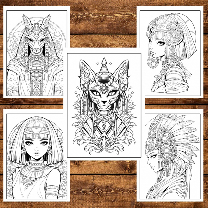 Carte de colorat, 50 de ilustratii, Egyptian Gods, 106 pagini [4]