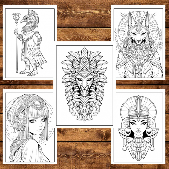 Carte de colorat, 50 de ilustratii, Egyptian Gods, 106 pagini [6]