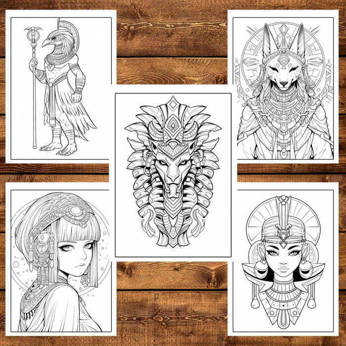 Carte de colorat, 50 de ilustratii, Egyptian Gods, 106 pagini [6]