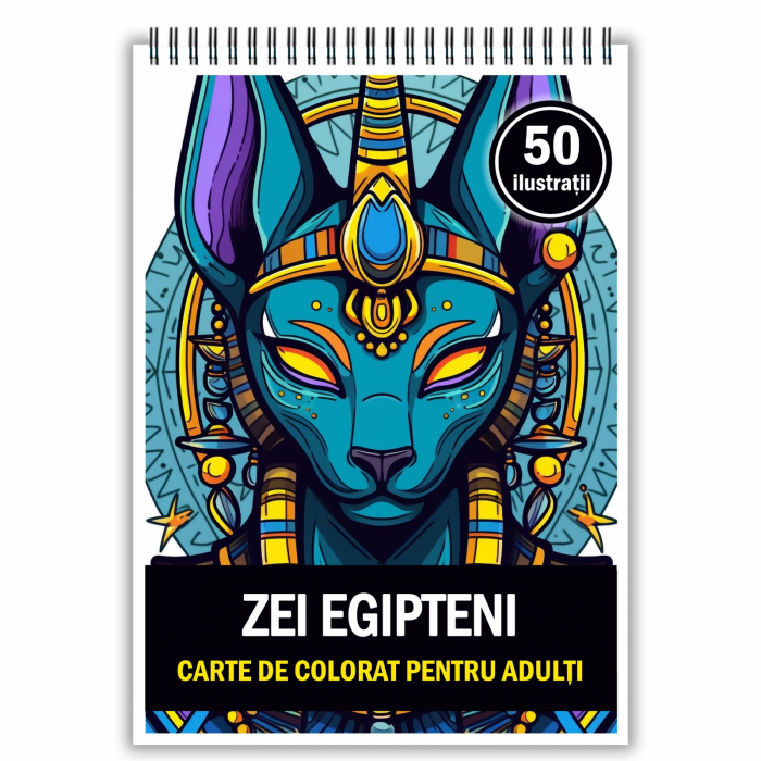 Carte de colorat, 50 de ilustratii, Egyptian Gods, 106 pagini [1]