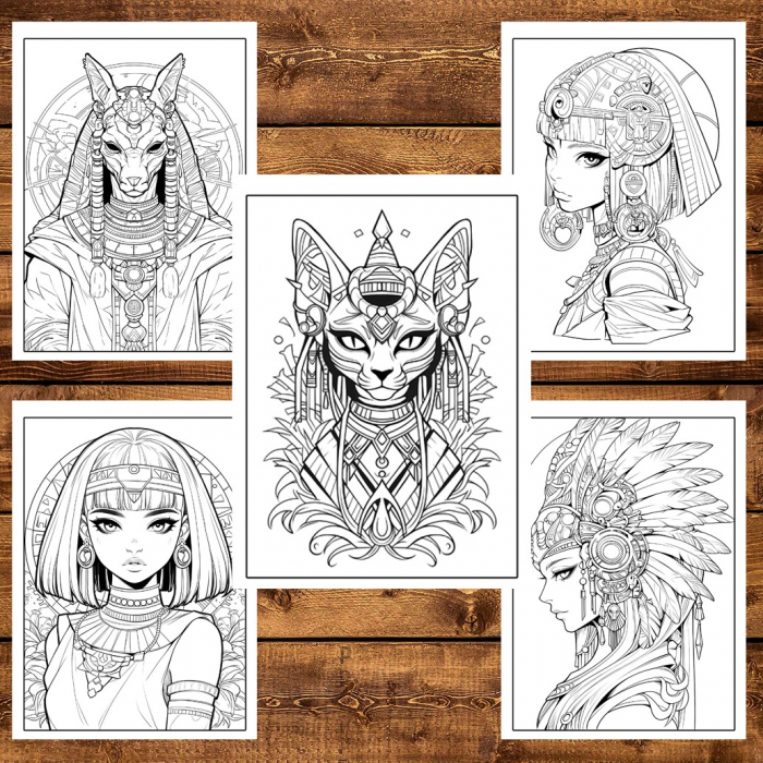 Carte de colorat, 50 de ilustratii, Egyptian Gods, 106 pagini [4]