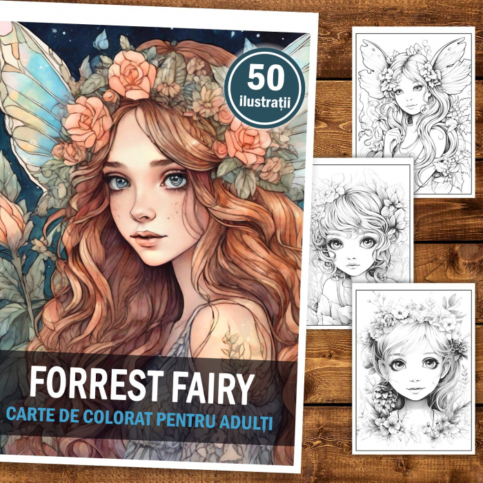 Carte de colorat, 50 de ilustratii, Forrest Fairy, 106 pagini [2]