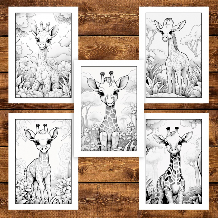 Carte de colorat, 50 de ilustratii, Girafe dragute, 106 pagini [4]