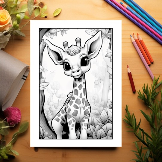Carte de colorat, 50 de ilustratii, Girafe dragute, 106 pagini [3]