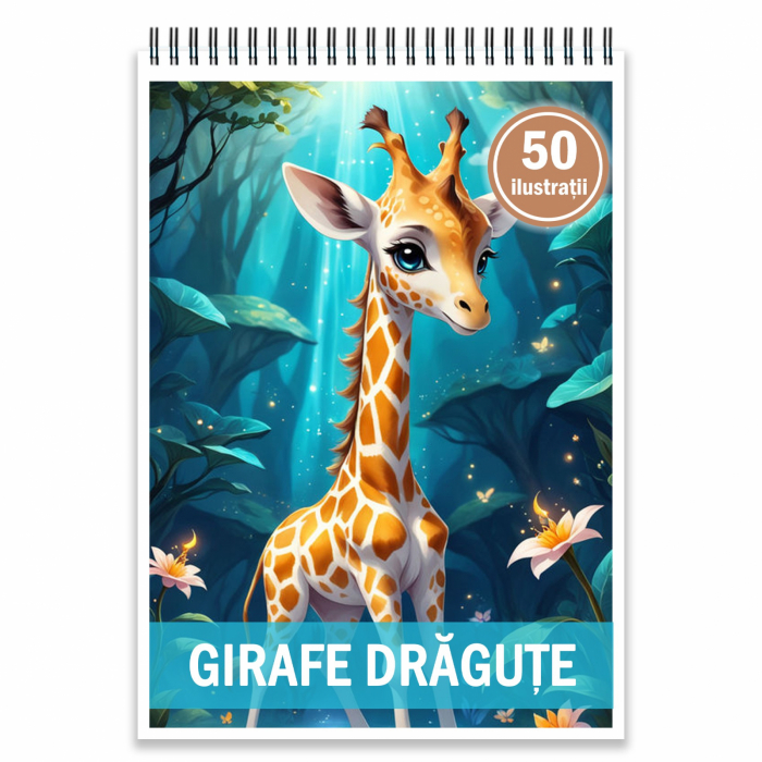 Carte de colorat, 50 de ilustratii, Girafe dragute, 106 pagini [1]