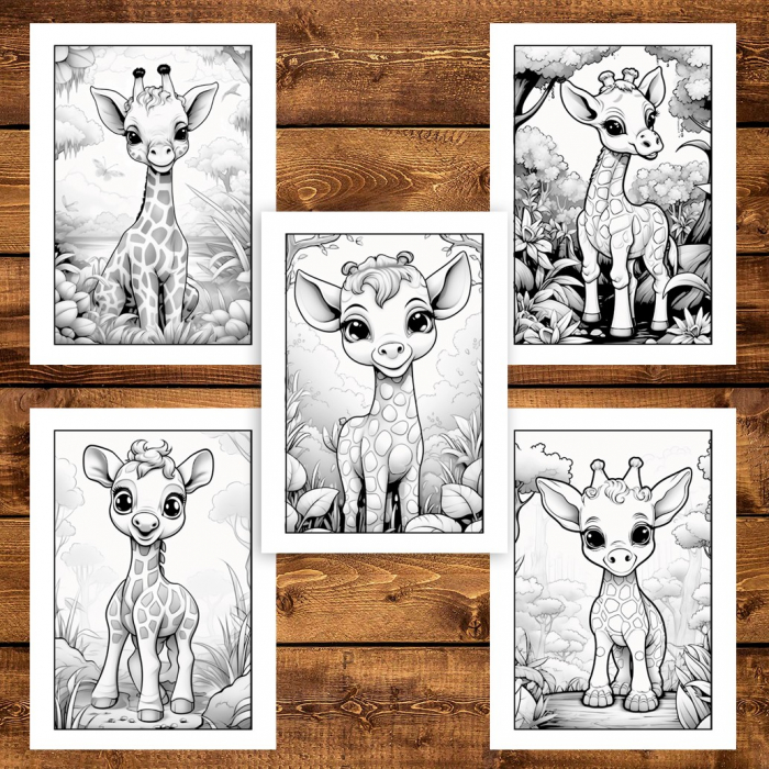 Carte de colorat, 50 de ilustratii, Girafe dragute, 106 pagini [5]