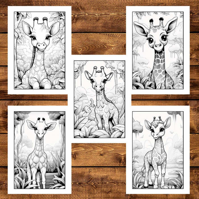 Carte de colorat, 50 de ilustratii, Girafe dragute, 106 pagini [6]