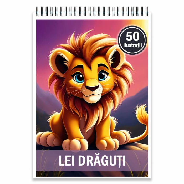 Carte de colorat, 50 de ilustratii, Lei draguti, 106 pagini [1]