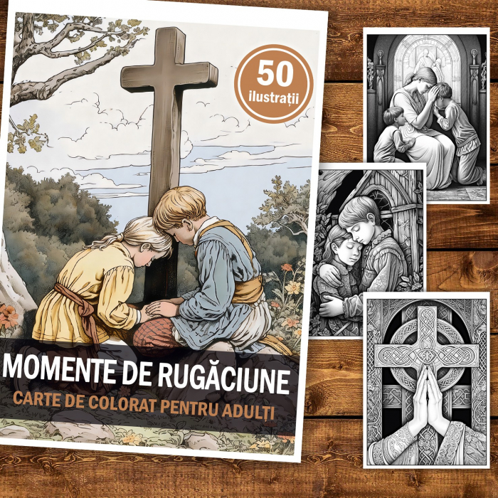 Carte de colorat, 50 de ilustratii, Momende de rugaciune, 106 pagini [2]