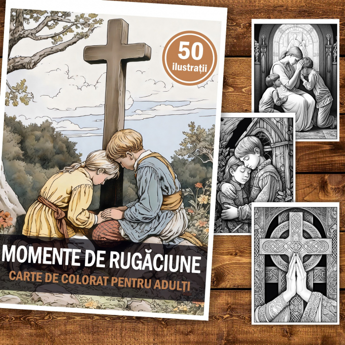 Carte de colorat, 50 de ilustratii, Momende de rugaciune, 106 pagini [2]