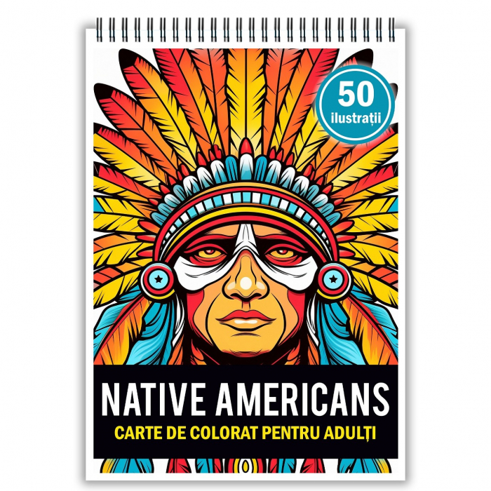 Carte de colorat, 50 de ilustratii, Native Americans, 106 pagini [1]