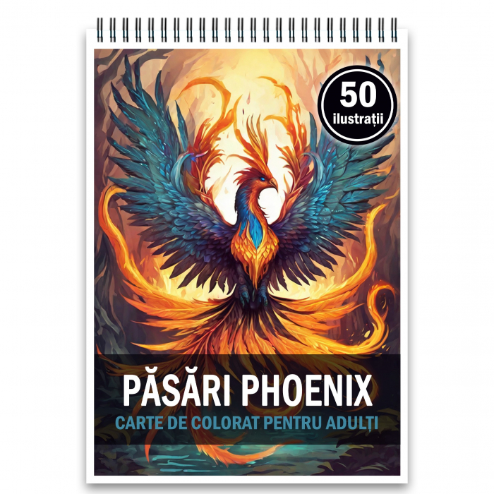 Carte de colorat, 50 de ilustratii, Pasari Phoenix, 106 pagini [1]