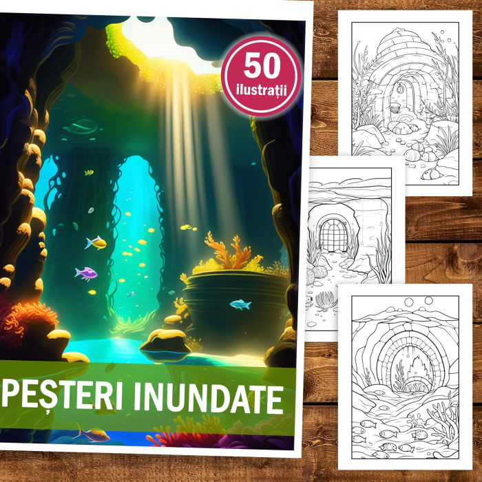Carte de colorat, 50 de ilustratii, Pesteri inundate, 106 pagini [2]