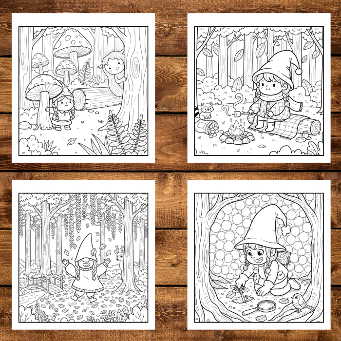 Carte de colorat, 50 de ilustratii Pitici de Padure, 106 pagini [4]