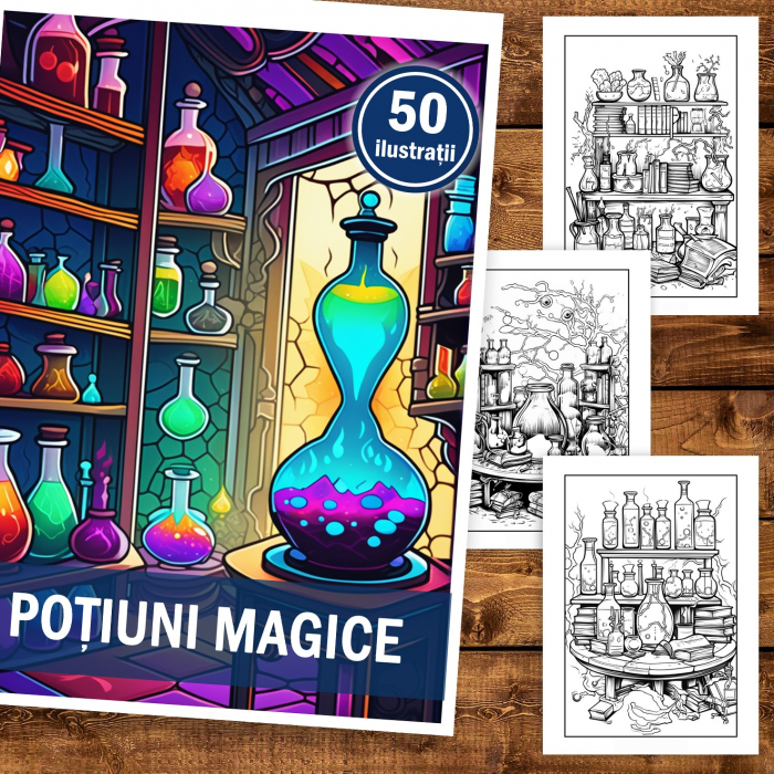 Carte de colorat, 50 de ilustratii, Potiuni magice, 106 pagini [2]