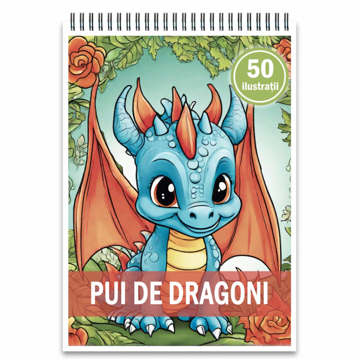 Carte de colorat, 50 de ilustratii, Pui de Dragoni, 106 pagini [1]