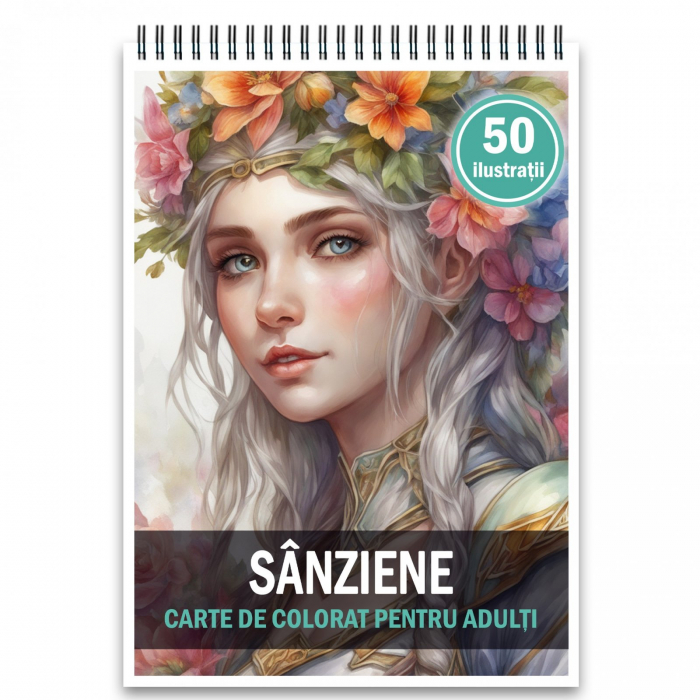 Carte de colorat, 50 de ilustratii, Sanziene, 106 pagini [1]