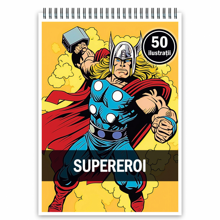 Carte de colorat, 50 de ilustratii, Supereroi, 106 pagini [1]