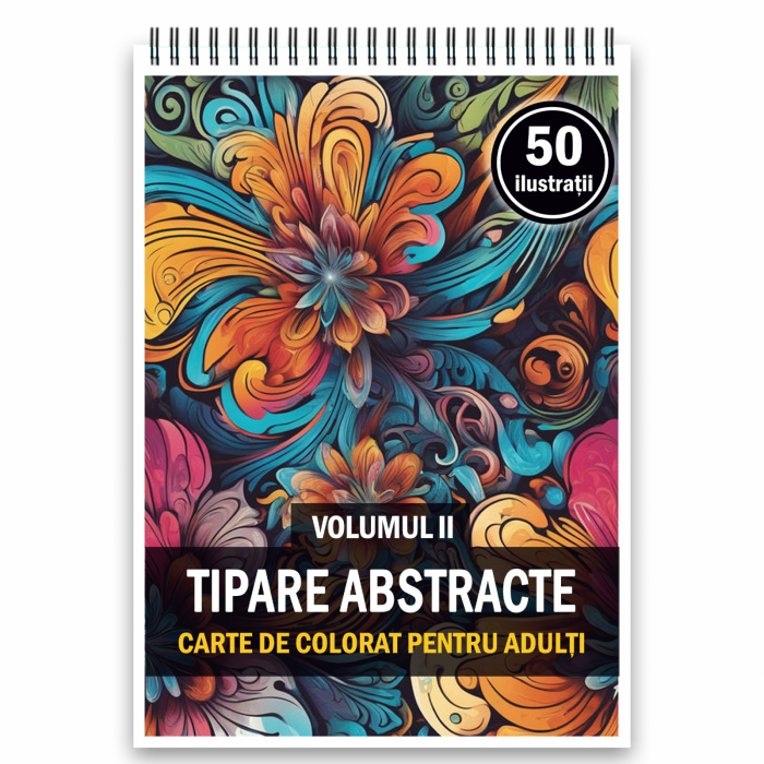 Carte de colorat, 50 de ilustratii, Tipare Abstracte - Volumul II, 106 pagini [1]