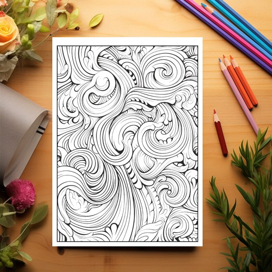 Carte de colorat, 50 de ilustratii, Tipare Abstracte - Volumul II, 106 pagini [3]