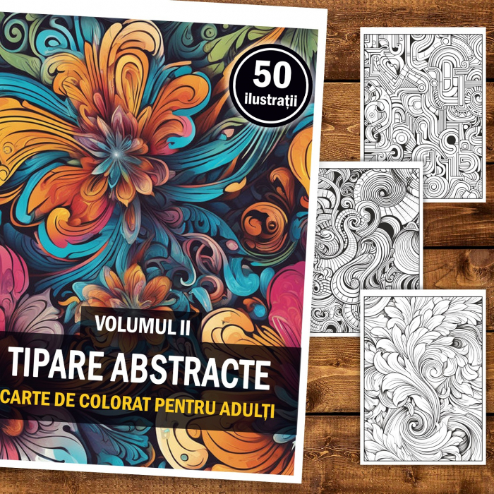 Carte de colorat, 50 de ilustratii, Tipare Abstracte - Volumul II, 106 pagini [2]