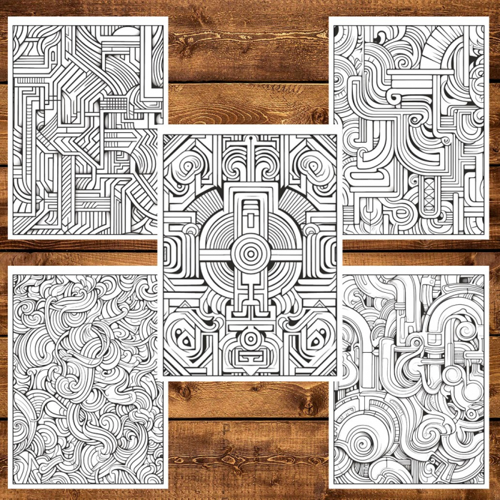 Carte de colorat, 50 de ilustratii, Tipare Abstracte - Volumul II, 106 pagini [6]