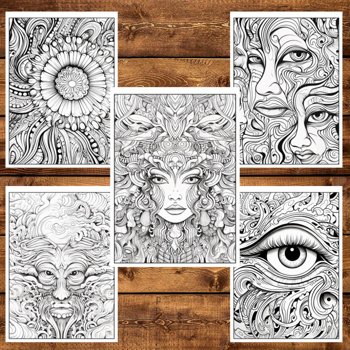 Carte de colorat, 50 de ilustratii, Trippy - Volumul II, 106 pagini [6]