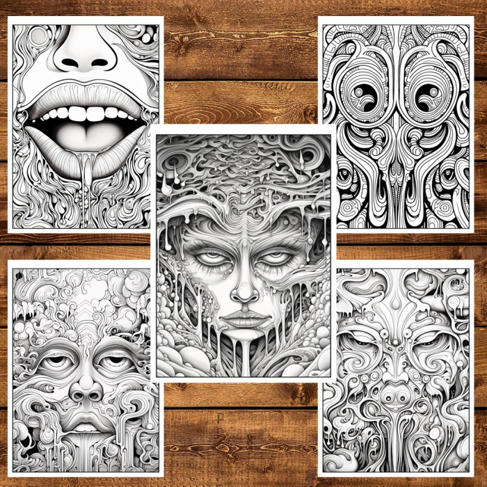 Carte de colorat, 50 de ilustratii, Trippy - Volumul II, 106 pagini [5]