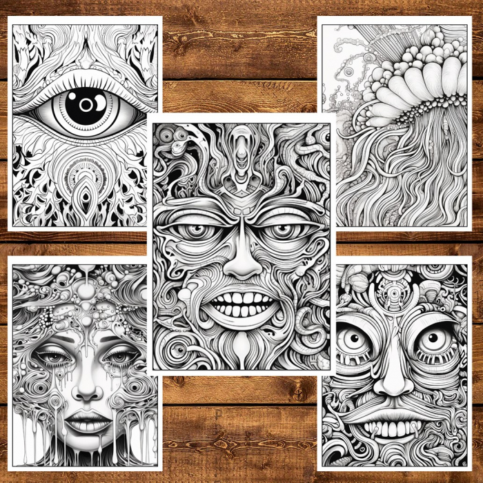 Carte de colorat, 50 de ilustratii, Trippy - Volumul II, 106 pagini [4]
