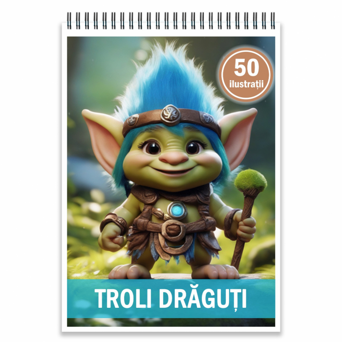 Carte de colorat, 50 de ilustratii, Troli draguti, 106 pagini [1]